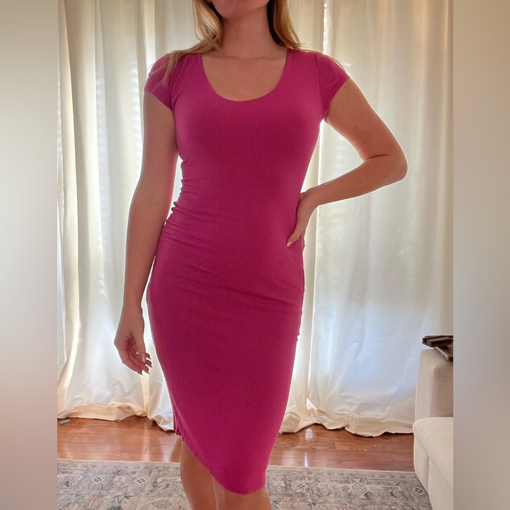 See You Monday Fuchsia Midi Dress